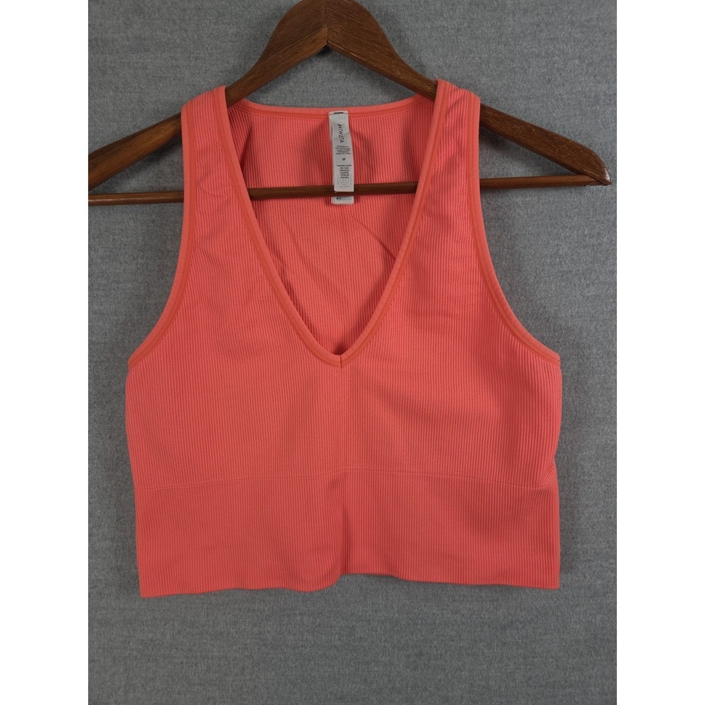 Athleta M AURORA SEAMLESS CROP RIB TANK Sport Camisole Sunset Glow Active